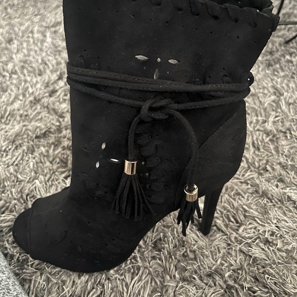 Open Toe Suede Ankle Boot - Picture 2 of 9